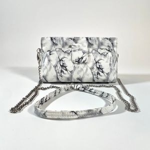 Black & White Marble Pattern Leather Convertible Women's Purse
